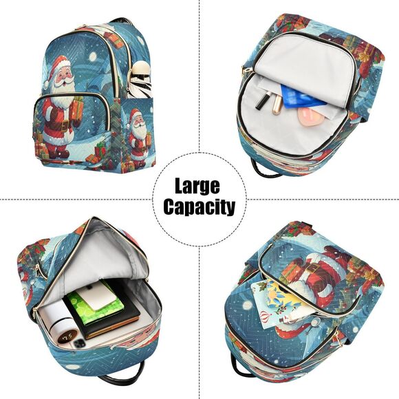 4357 Pine Tree Santa Claus Snow Xmas Backpack Purse Fashion Shoulder Bag main image 6